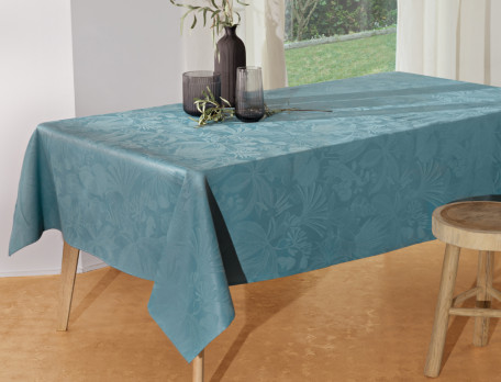 Nappe jacquard motif feuillages ton sur ton. Dégustation 