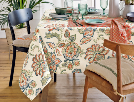 Nappe Ronde 140 cm en Lin & Coton Anti-Tache Lavable Beige Couverture de  Table avec Feuilles Vertes Brodées, Glands pour Anniversaire, Mariage,  Salle à Manger, Table Basse