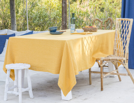 Nappe imprimée jaune 100% coton lavé Entre terre et mer