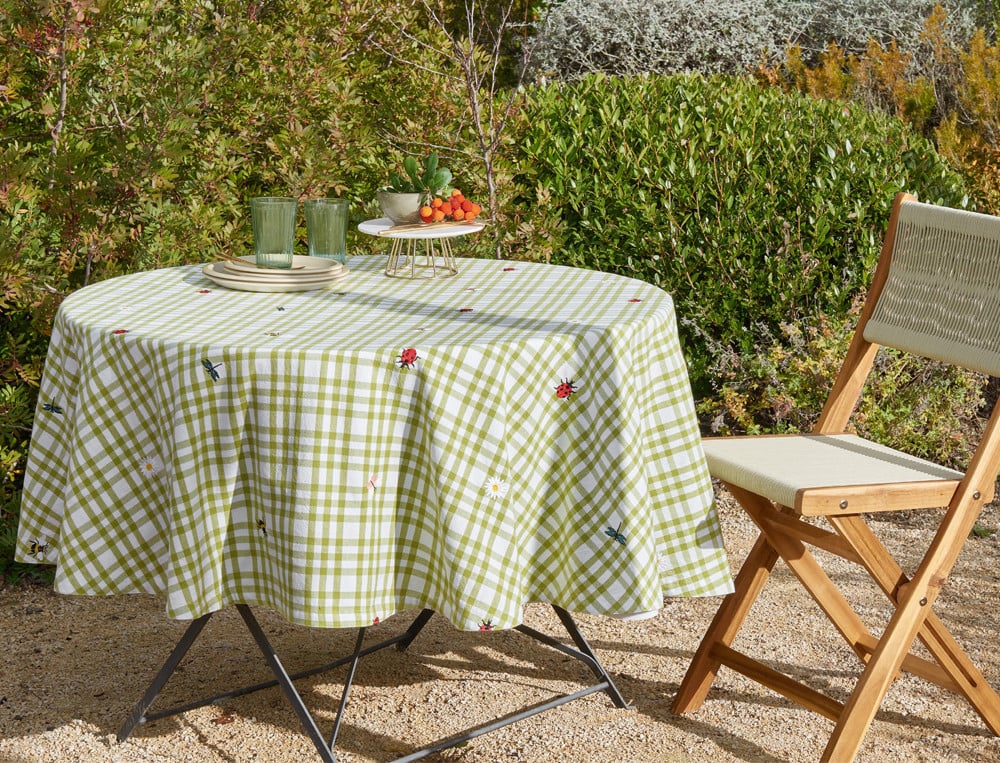 Nappe brodée Marmelade Vichy tissé-teint