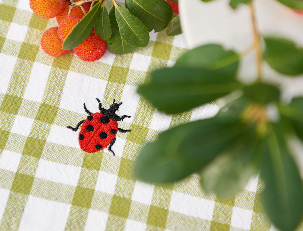 Nappe brodée Marmelade Vichy tissé-teint