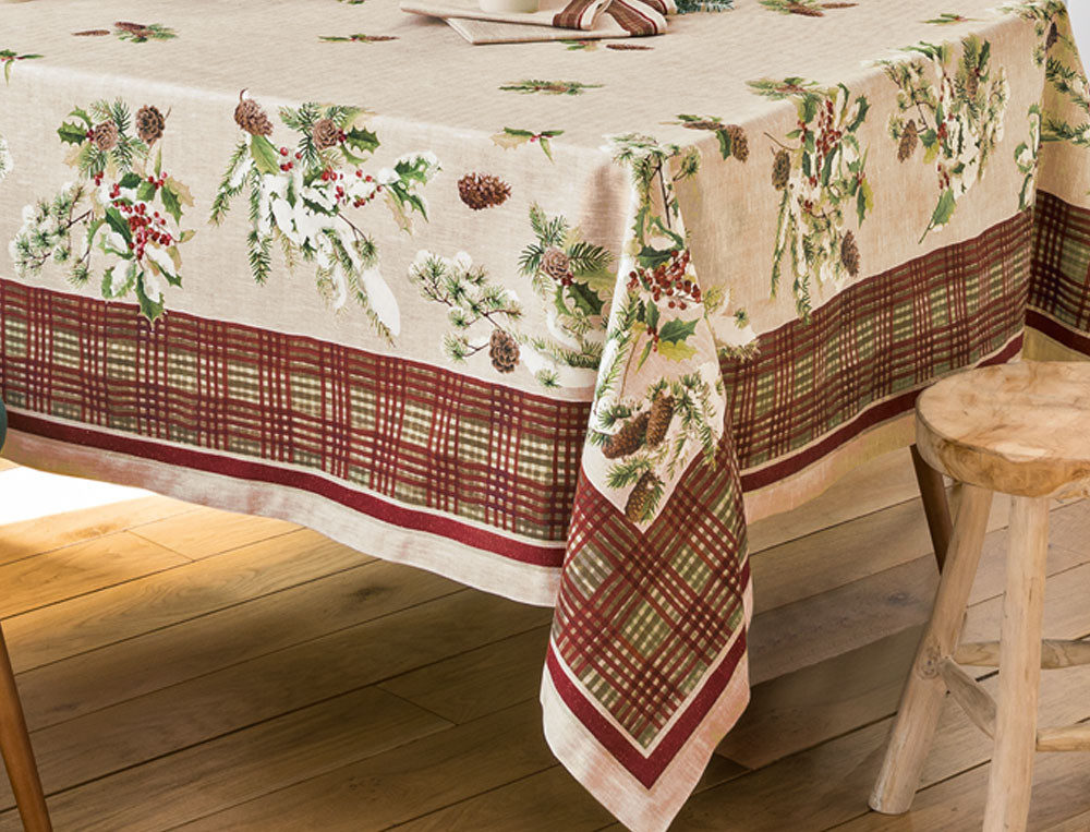 Nappe Imprimé placé de pommes de pin Noël au chalet