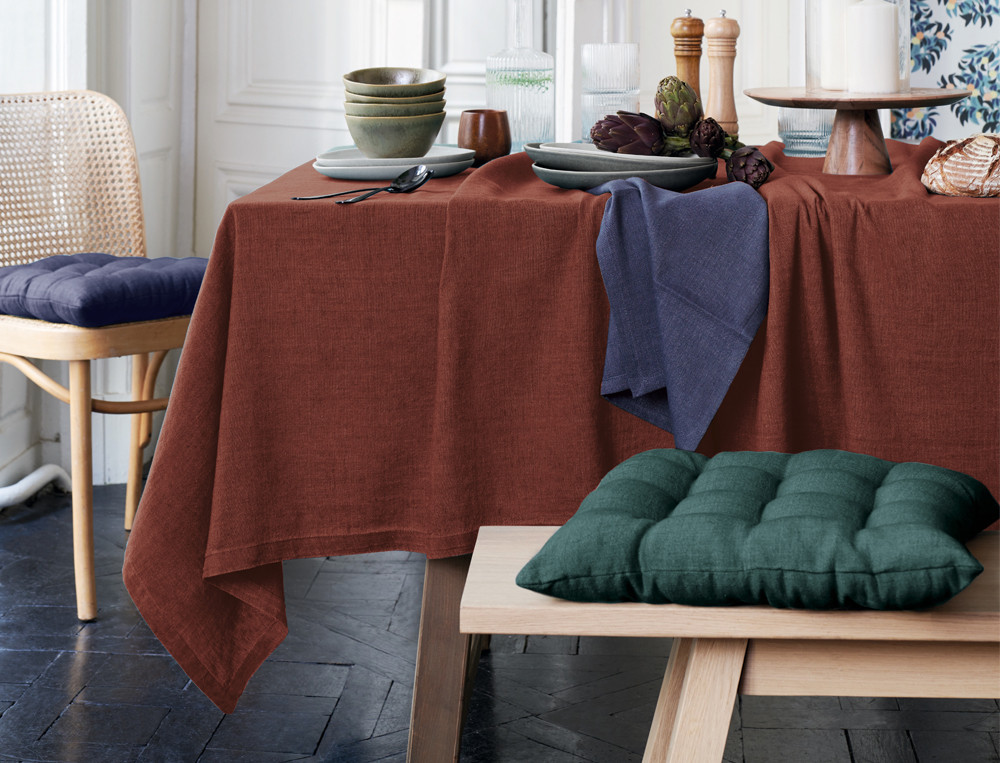 Nappe 60% lin lavé 40° coton lavé  Pause déjeuner
