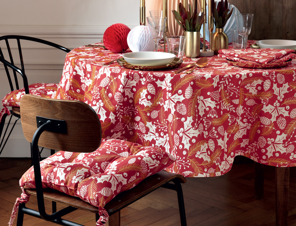 Nappe imprimée coton Rouge d'or