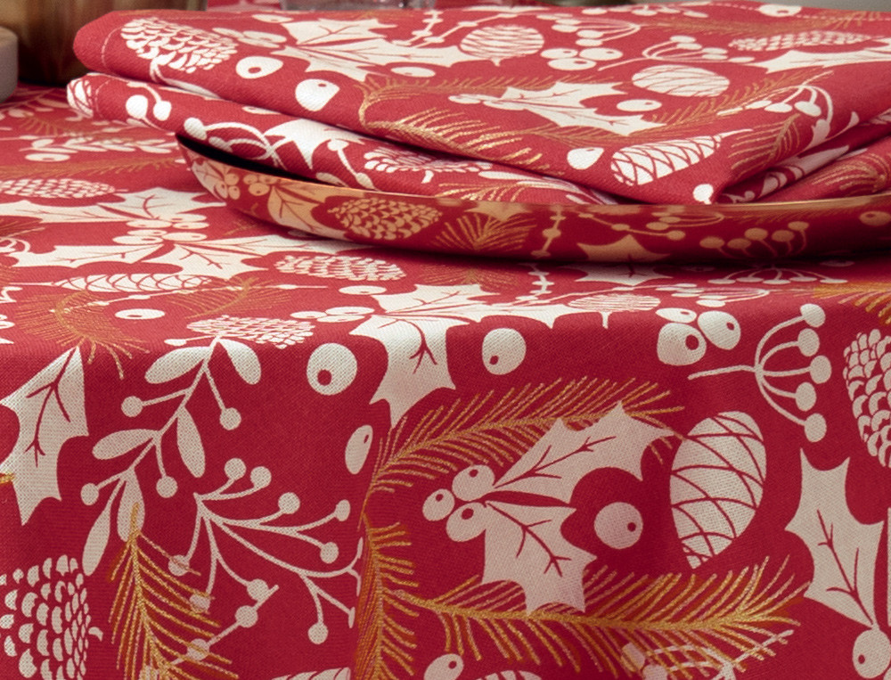 Nappe imprimée coton Rouge d'or