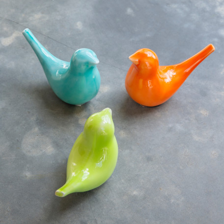 Lot de 3 oiseaux décoratifs Becs sucrés