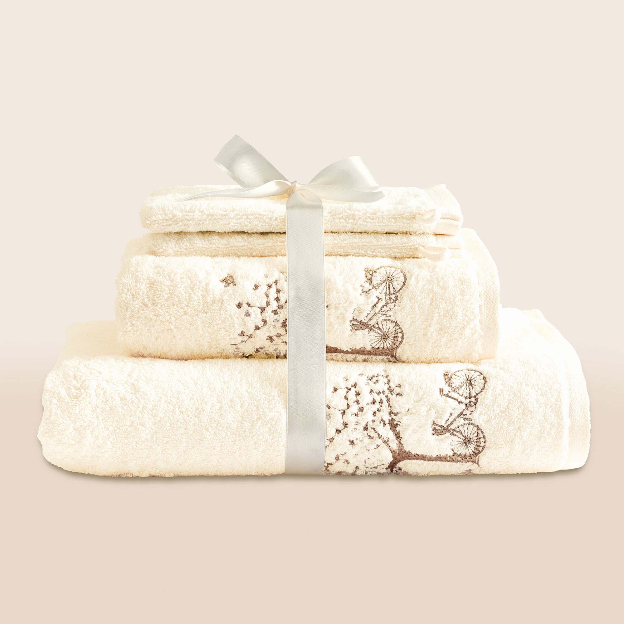 Drap de bain + serviette + 2 gants - Taille unique - Dimanche à la campagne - Citron Vert - Linvosges