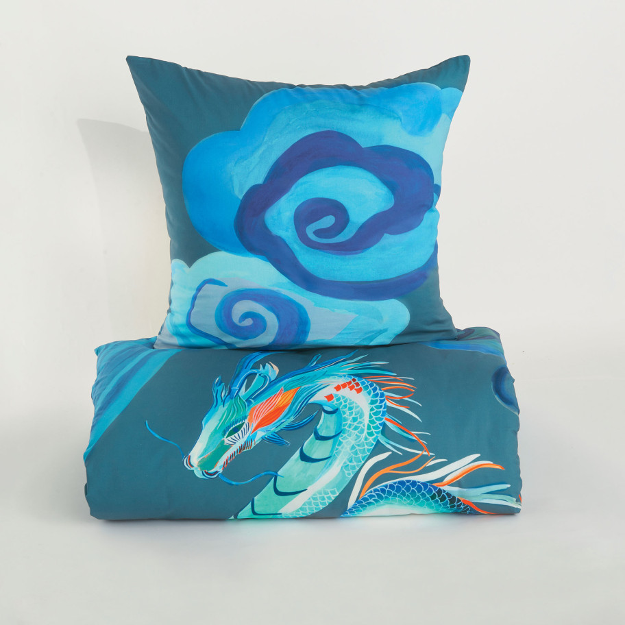 Pack housse de couette + taie d'oreiller Histoire de dragon