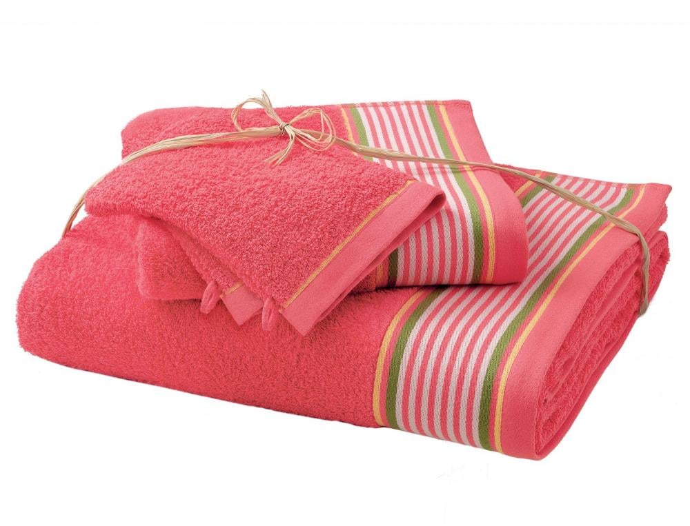 Pack Linge de bain corail Maison Basque 4 pièces