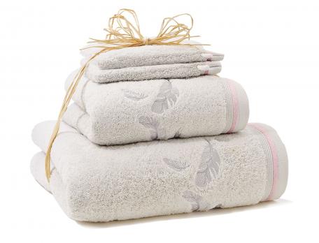 Pack Linge de bain brodé gris clair Souffle d\'argent