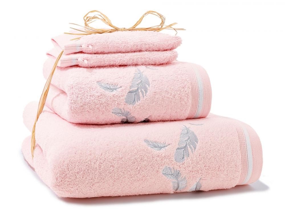 Pack linge de bain brodé Souffle d'argent rose