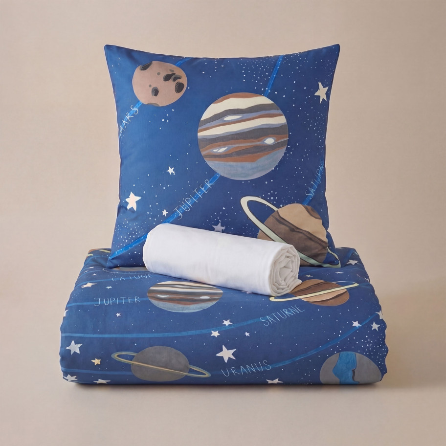 Pack housse de couette + taie + drap-housse Voyage dans l’espace