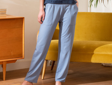 Pantalon molleton fin bleu Bleu de Kyoto