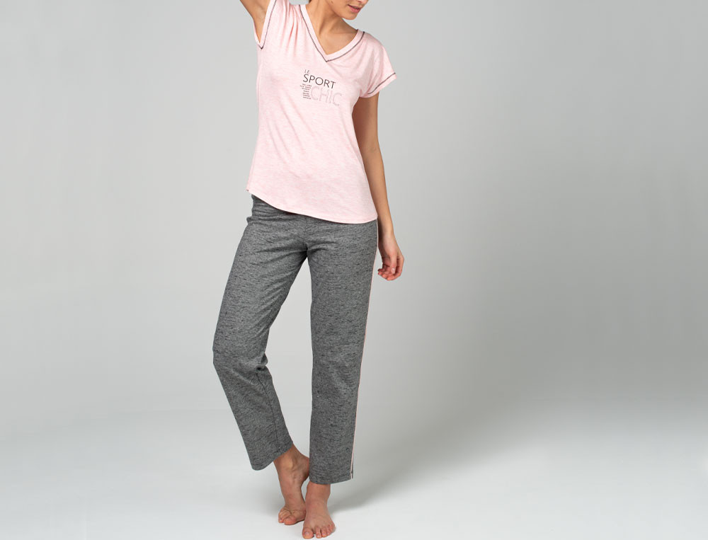 Pantalon gris chiné jersey 95% coton Le sport chic