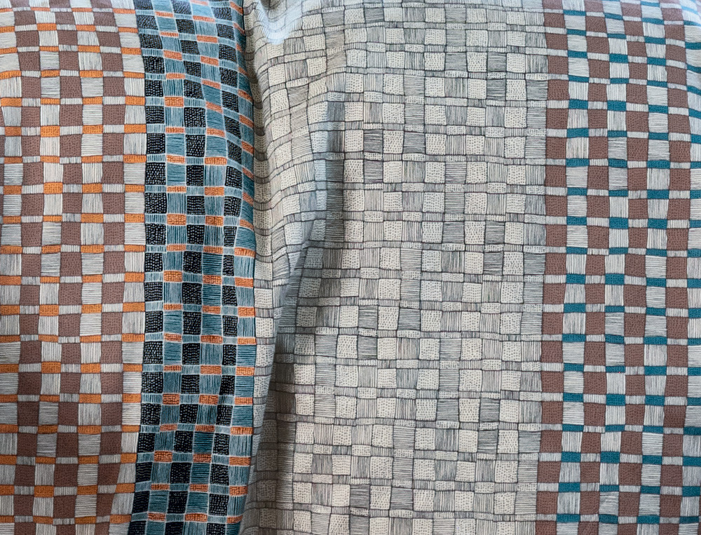 Parure de lit satin motif géométrique multicolore et bicolore Dominoté