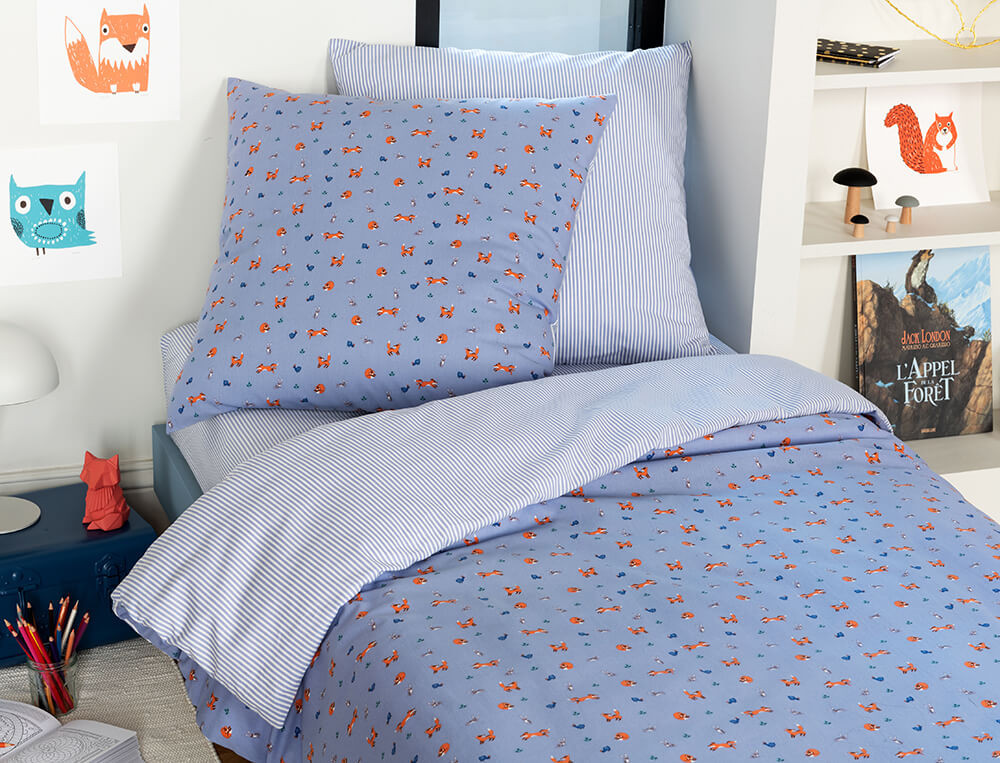 Parure de lit enfant imprimé 100% coton Fox