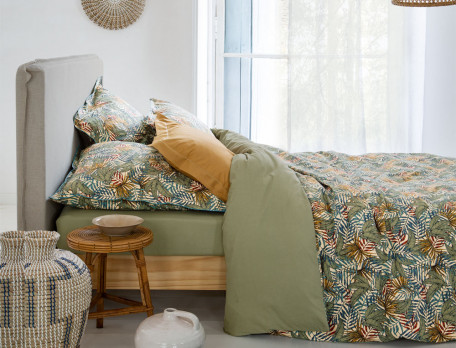 Linge de lit percale lavée 100% coton imprimé Passion végétale