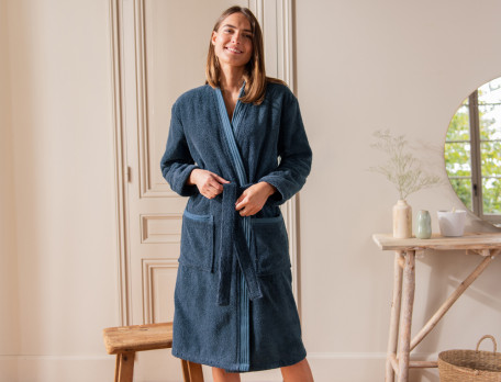 Peignoir femme bleu nuit Riviera