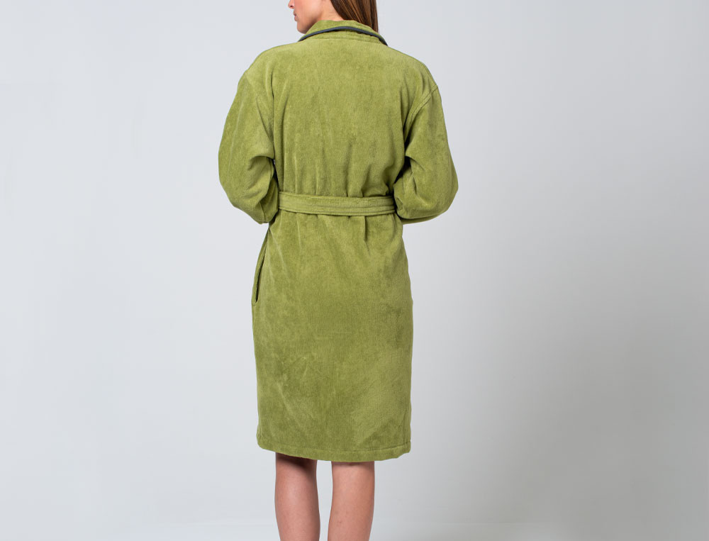 Peignoir femme vert 100% coton 420g/m2 Forêt de Marly