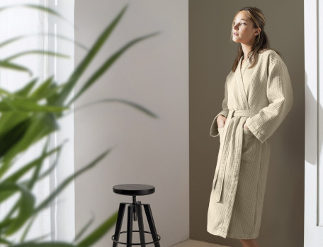 Peignoir mixte en coton bio et nid d'abeille L'Estagnol