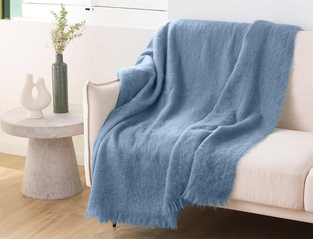 Plaid en mohair finition franges Tabriz
