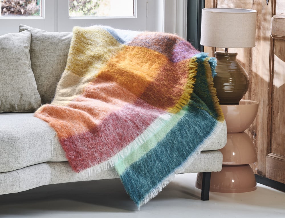Plaid en mohair finition franges Tabriz