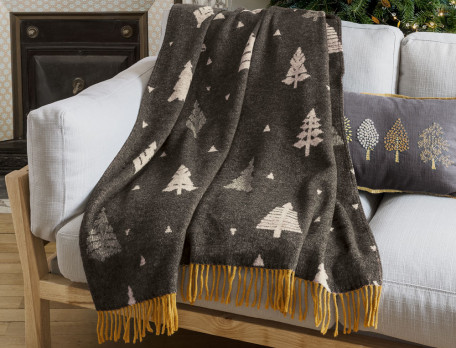 Plaid jacquard motif sapins Poème hivernal