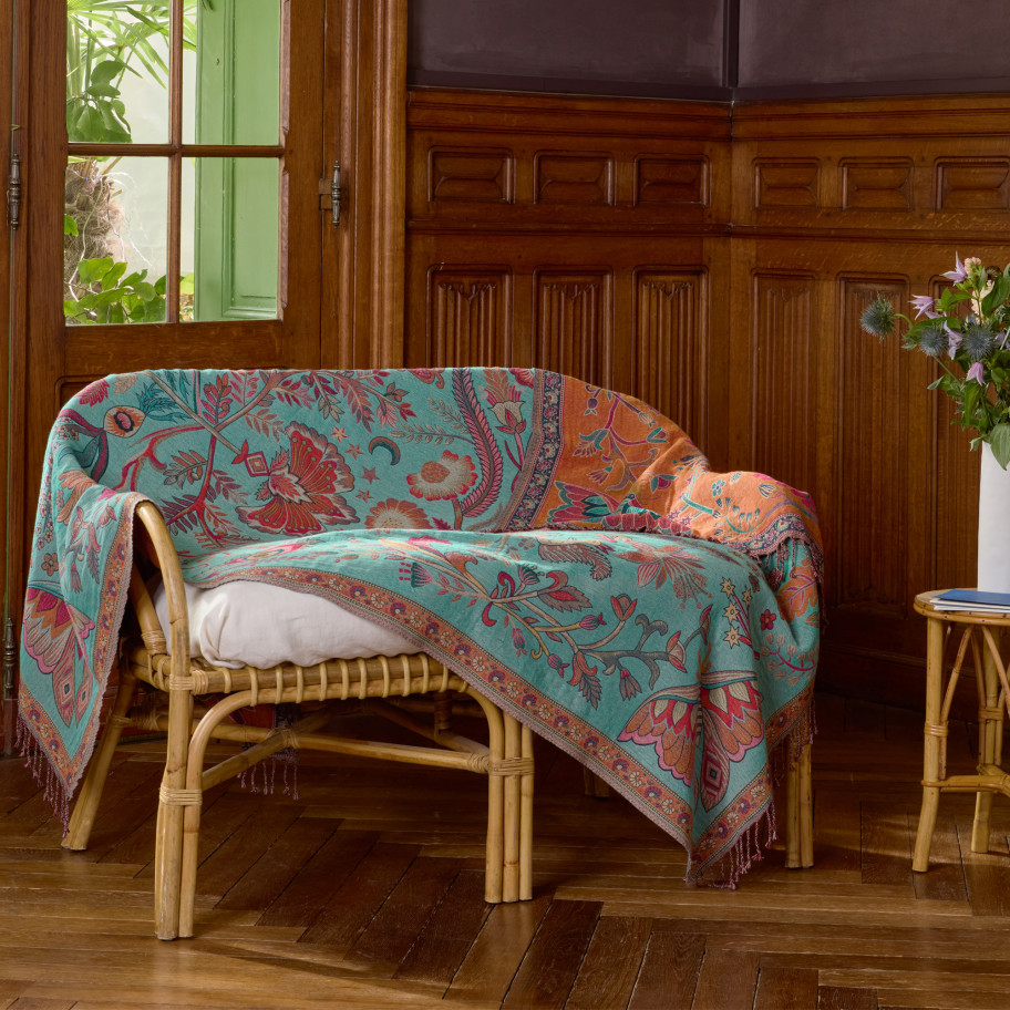 Plaid jacquard Volutes Végétales