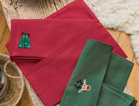 Pochette serviette brodée Brunch d'hiver