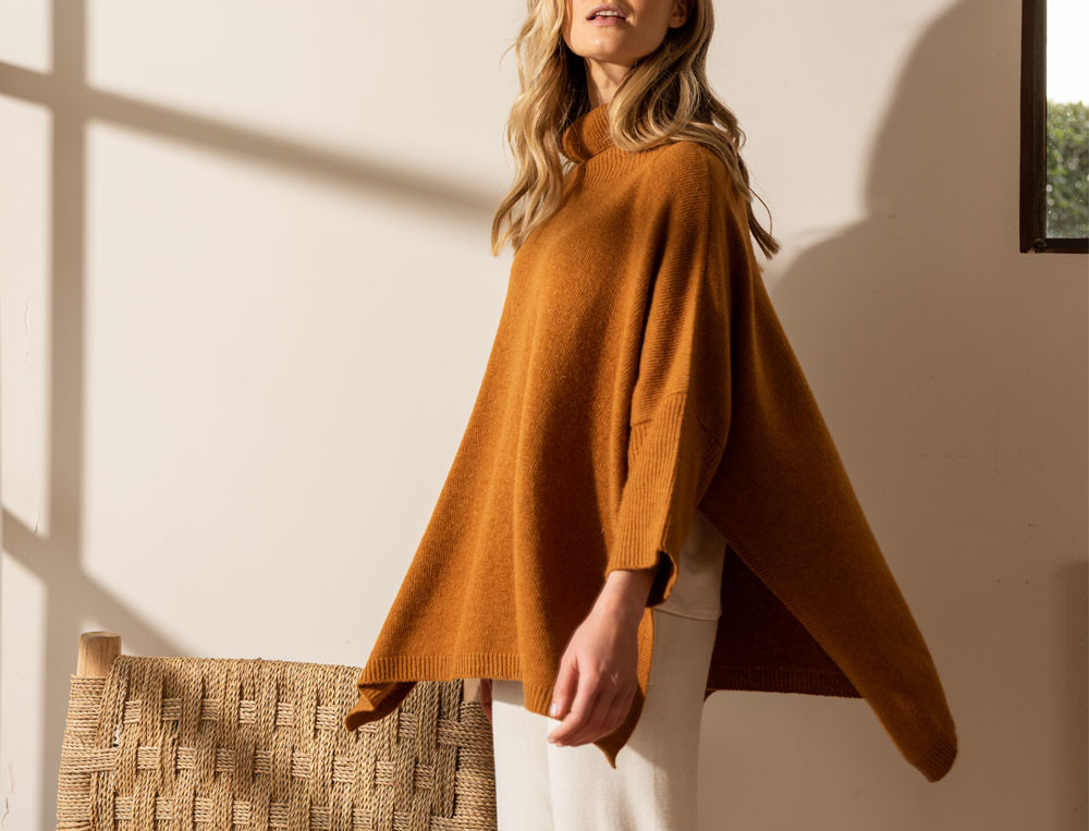 Poncho pull en maille col roulé Espace détente