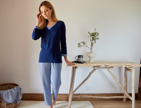 Pyjama jersey Bleu de minuit