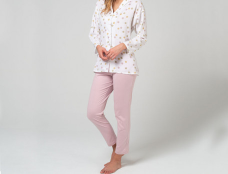 Pyjama femme pantalon imprimé haut uni parme En tempo