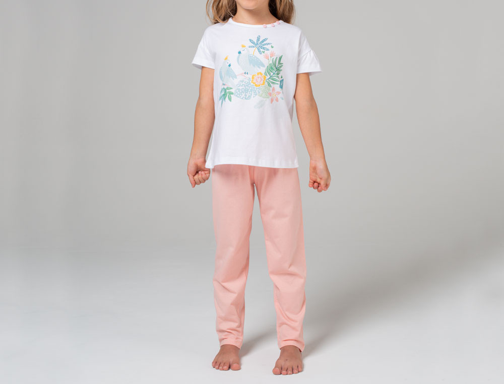 Pyjama fille 100% coton imprimé Jardin exotique