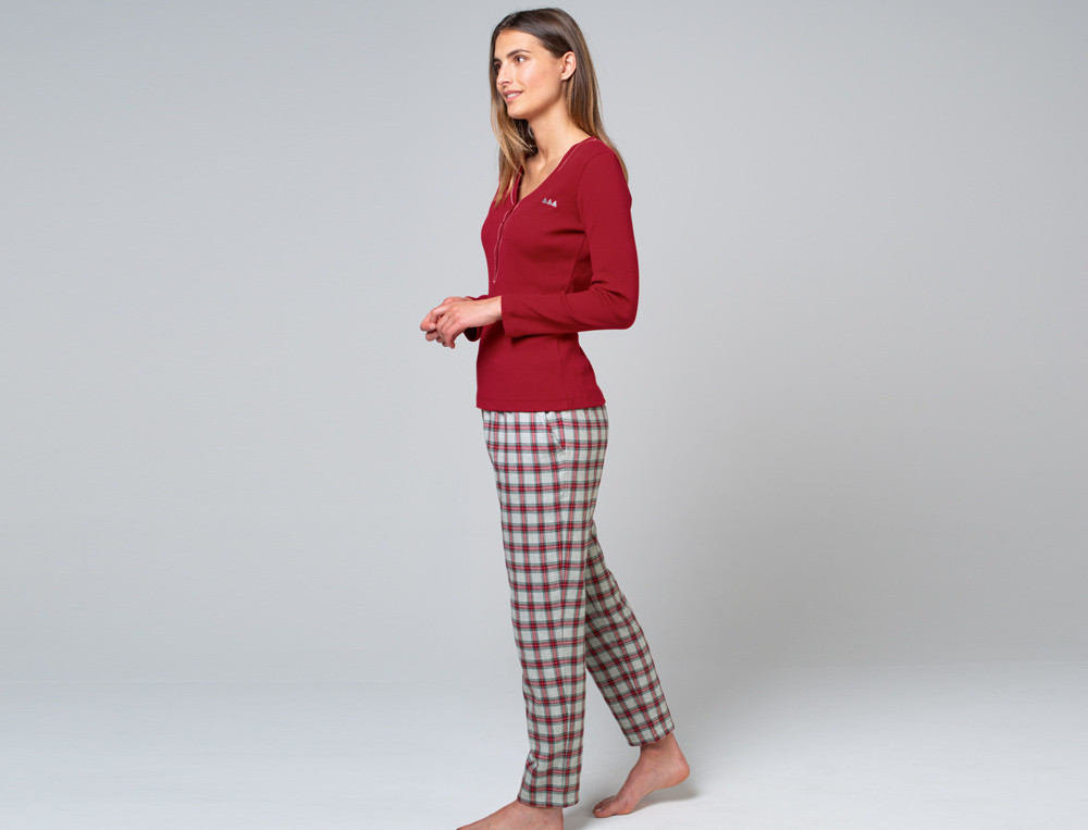 Pyjama carreaux tissé-teint 100% coton femme Entre deux