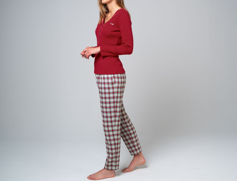 Pyjama carreaux tissé-teint 100% coton femme Entre deux