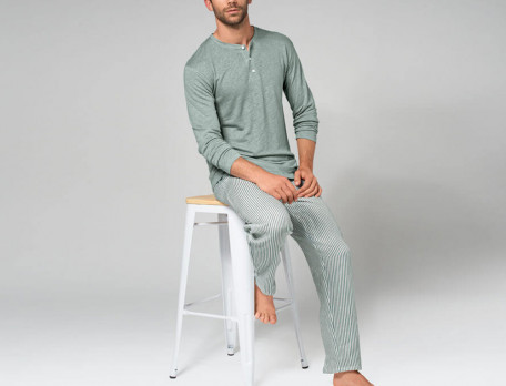 Pyjama et pyjama short imprimé 100% lin homme Ronds dans l\'eau