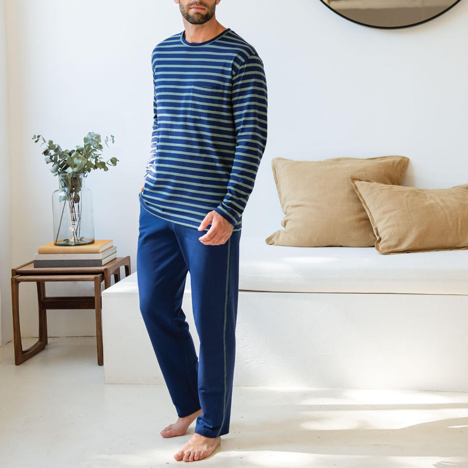 Pyjama Court Pour Homme Moonline - Pantalon à Carreaux élastiqué - 100% Coton - Manches Courtes