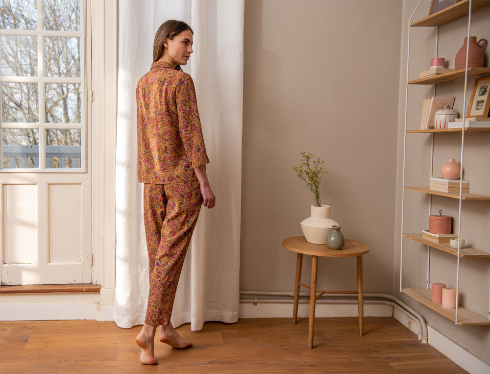 Pyjama femme 100% viscose Imprimé fleuri Indienne