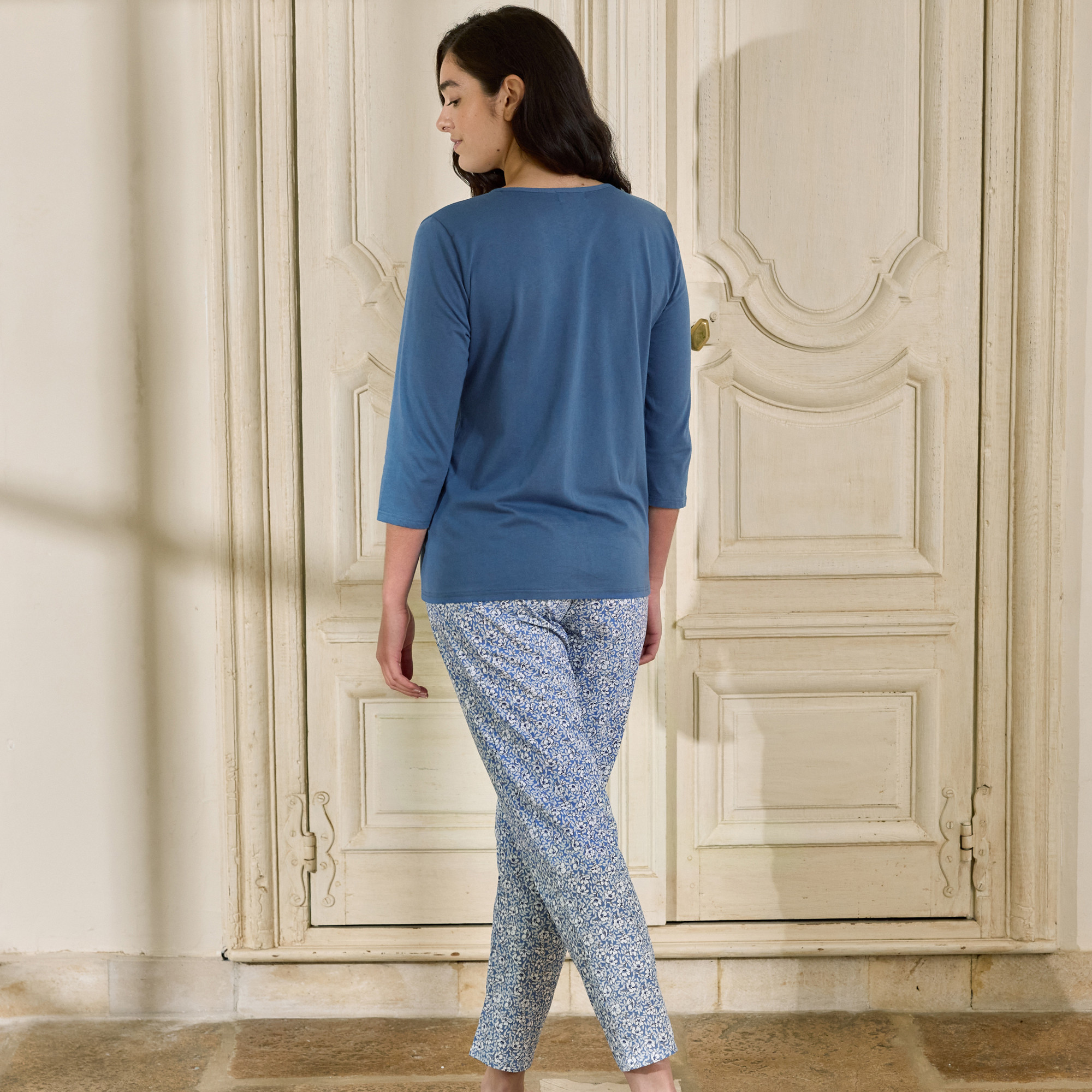 Pyjama femme imprimé fleuri Jardin féérique