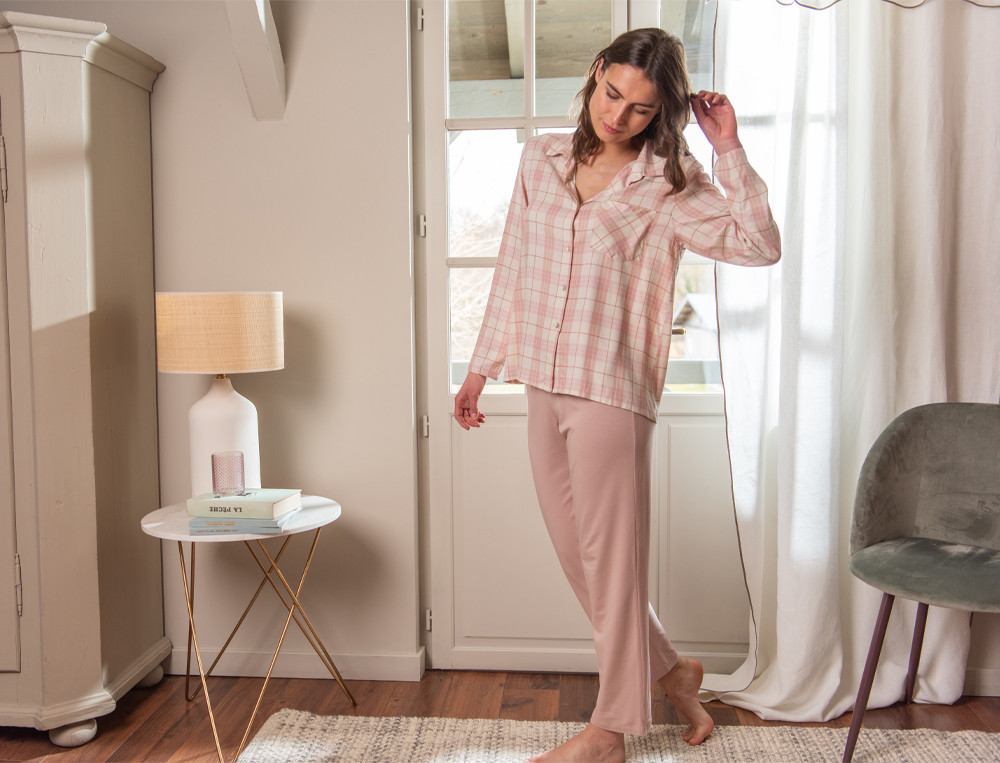Pyjama mit kariertem Hemd Vanilleschote