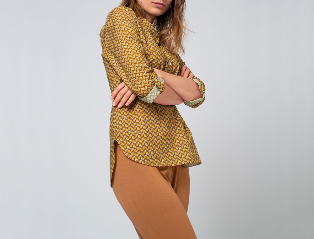Pyjama femme 100% coton imprimé et uni noisette Les rêveurs