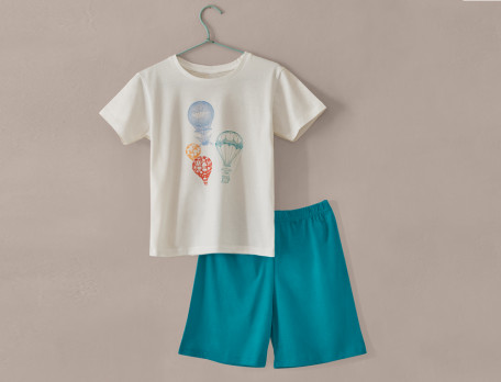 Pyjama short Jersey 100% coton Voyage en Montgolfière