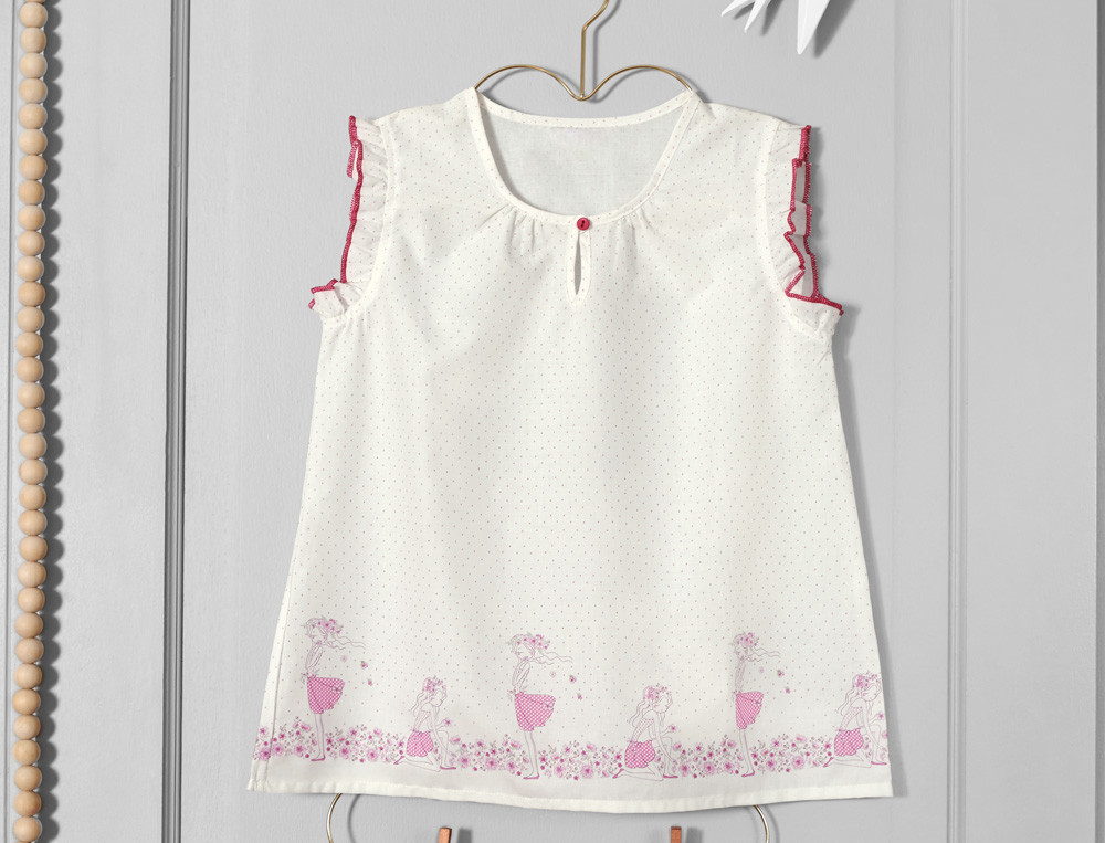 Pyjama short fille en coton short rose Balade champêtre