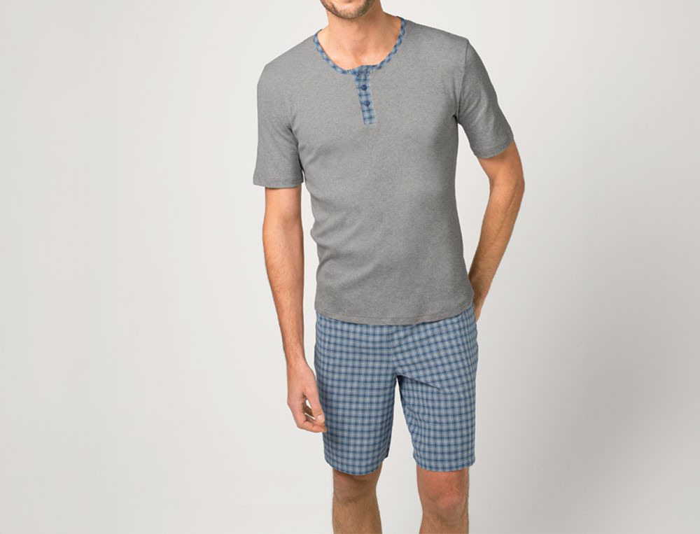 Pyjama short homme 100% coton Souffle d'encre