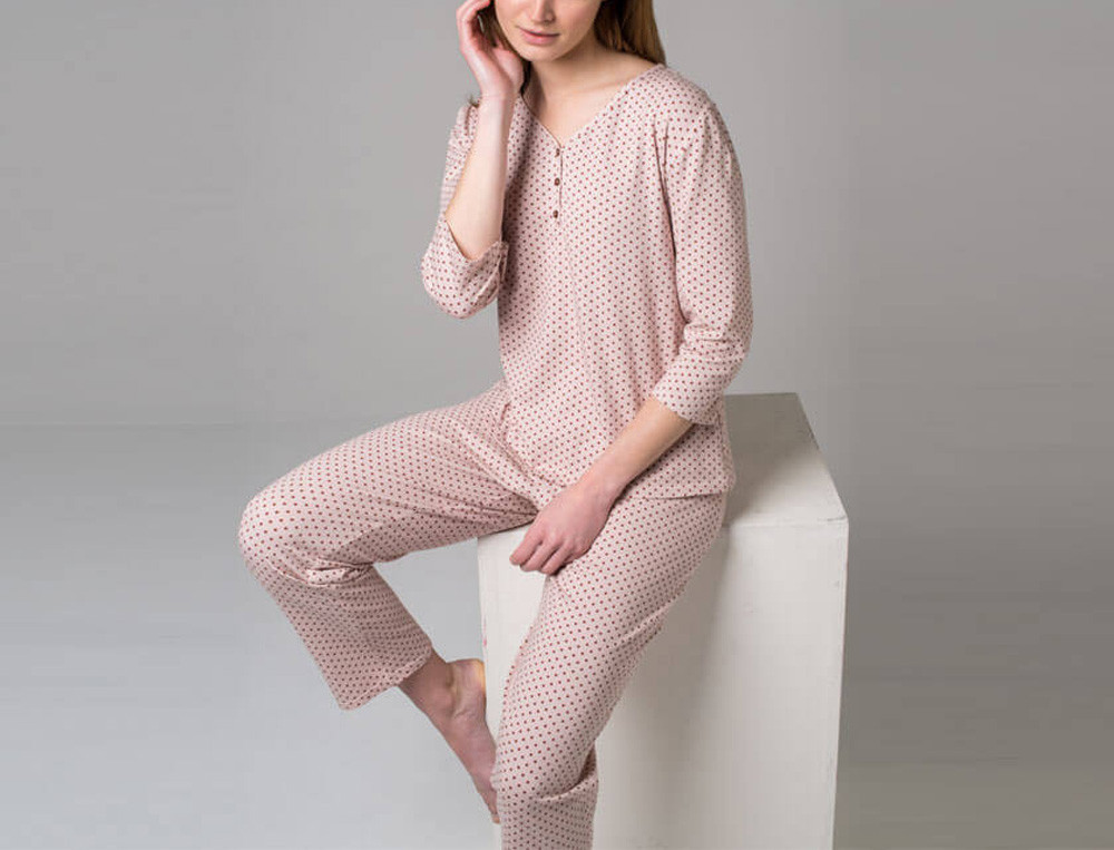 Pyjama rose imprimé à pois 3 petits points
