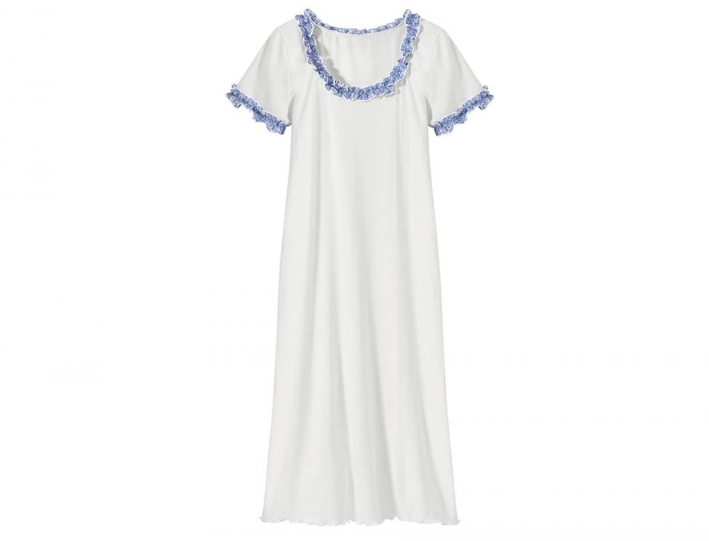 Chemise de nuit Rêverie bleue 100% coton