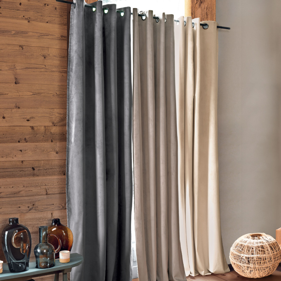 Fournisseur spécialiste déco linge de maison depuis 40 ans Rideau noir à  oeillets effet chiné 140x250cm LINX - Rideaux, Voilages pas cher