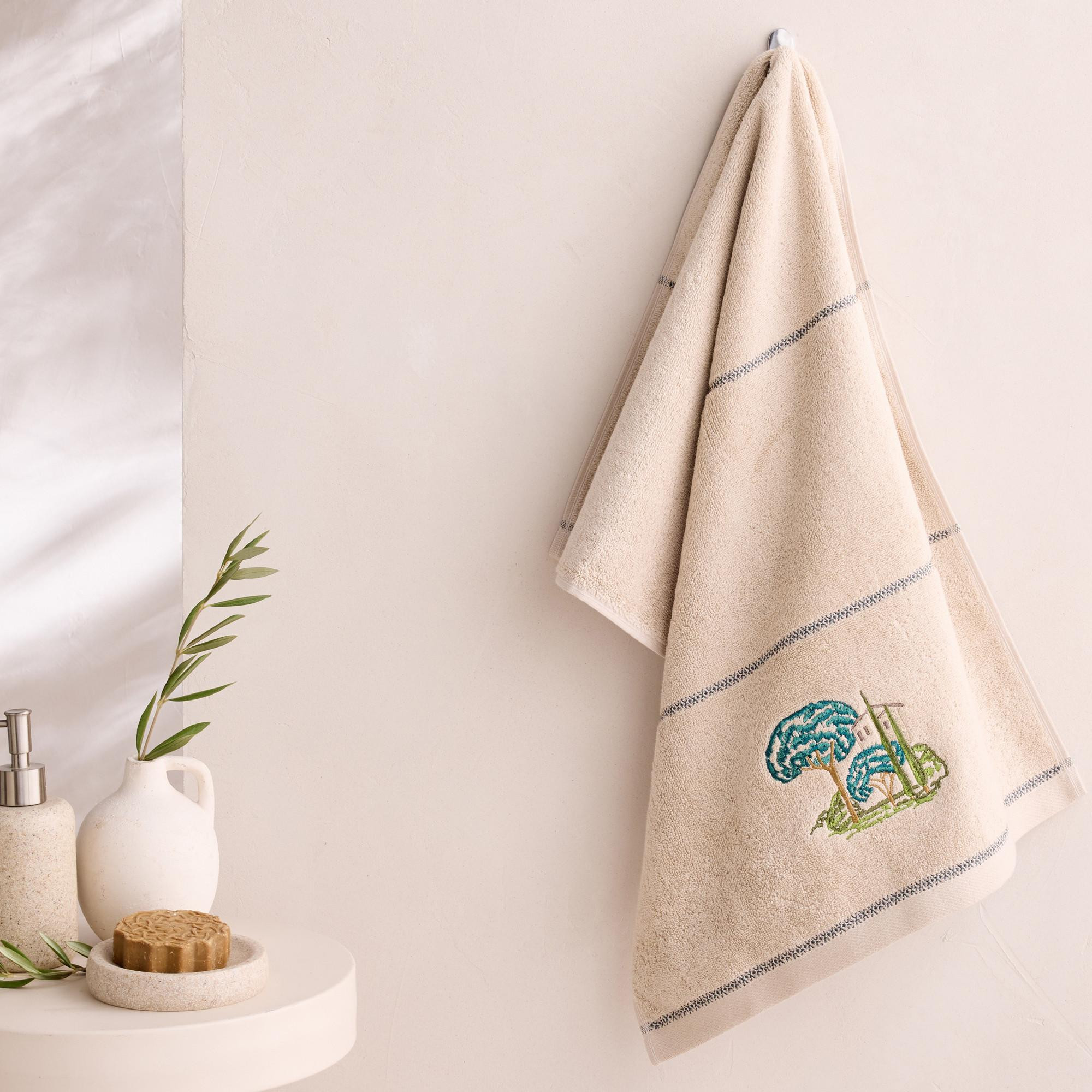 Serviette de bain - 50x100cm - Flânerie en provence - Olive - Linvosges