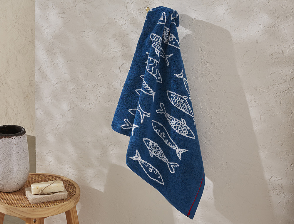 Serviette de bain et serviette invité Du côté de Belle-Île jacquard