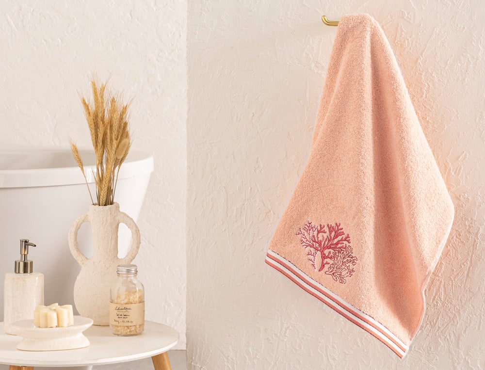 Linge de bain Mer de corail Broderie motif corail